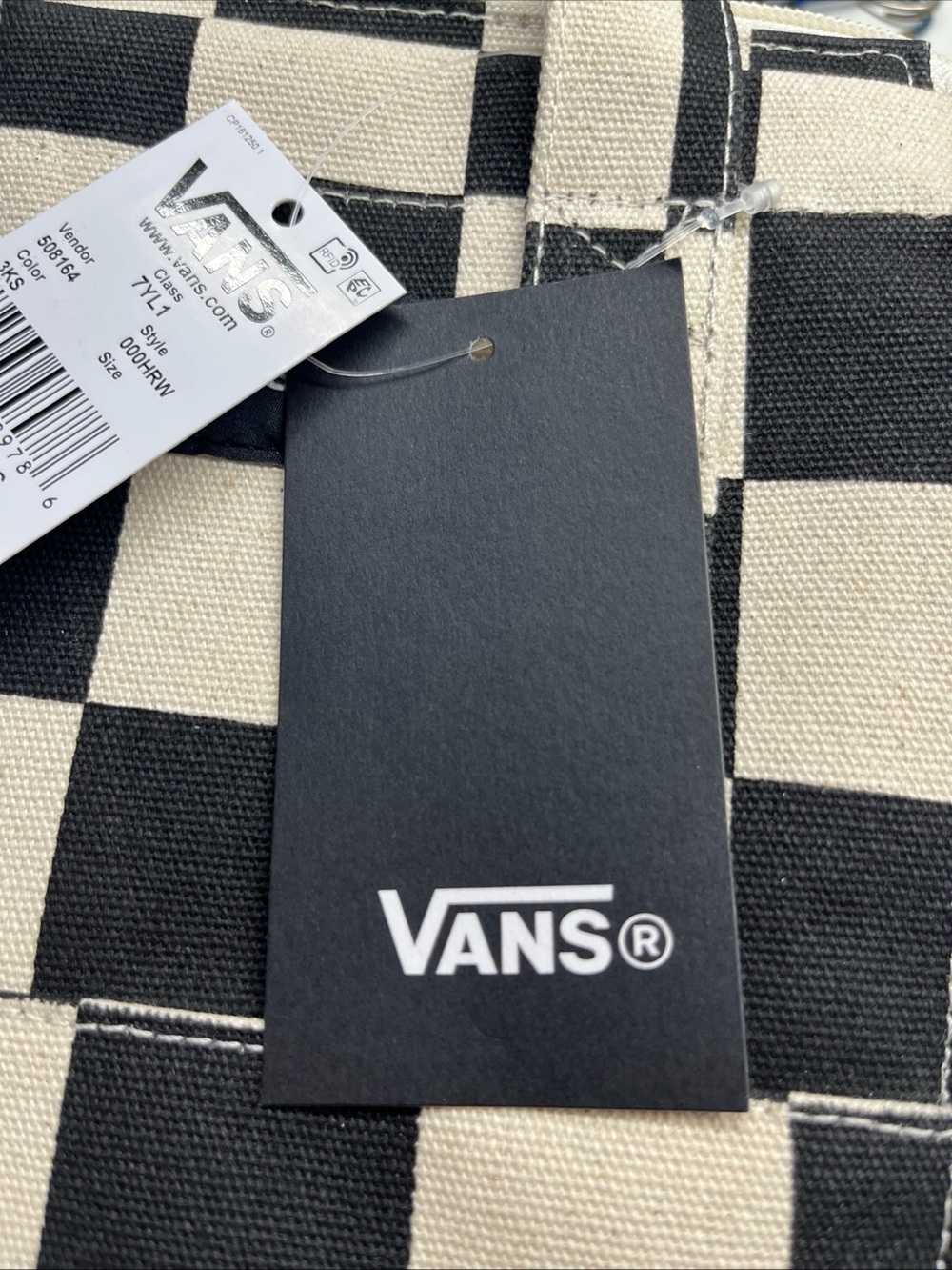 Vans Lil Pergs Tote Bag Small Crossbody Canvas Antique White Checkerboard 8x7x3 - Picture 15 of 16